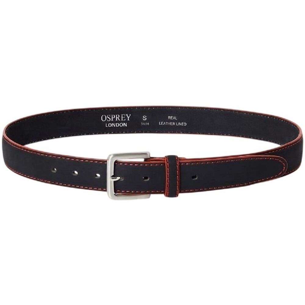 London Dickens Leather Belt / Black/Red